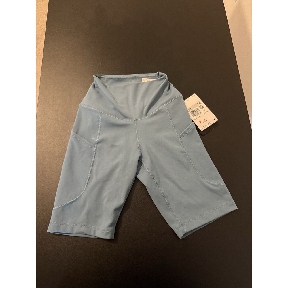 Nike One Dri-FIT Women’s XS Blue Biker Shorts High Rise Pockets Training